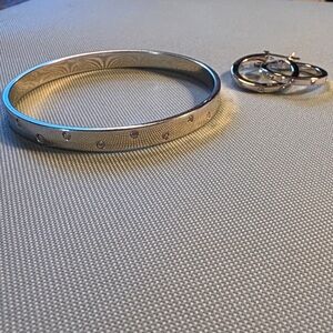 Silver Bangle and Earring Set